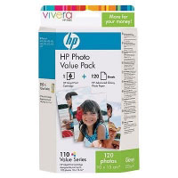 Pack fotogrfico HP serie 110 con tintas Vivera, 10 x 15 cm/120 hojas (Q8700AE#201)